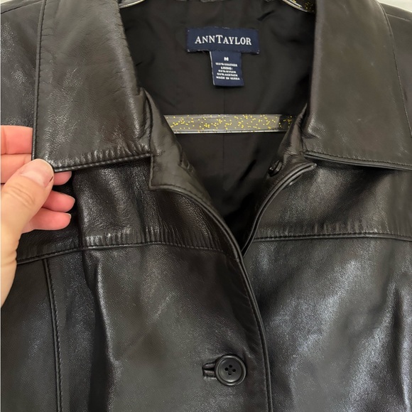 Vintage Ann Taylor Women's Black Leather Jacket M - Picture 3 of 7